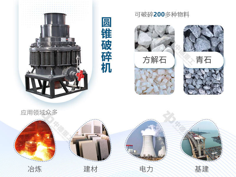 圓錐破能處理多種物料，且應(yīng)用領(lǐng)域廣泛